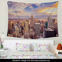 Sunset View Of New York City Looking Over Midtown Manhattan Wall Art 66358333