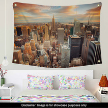 Sunset View Of New York City Looking Over Midtown Manhattan Wall Art 66358355