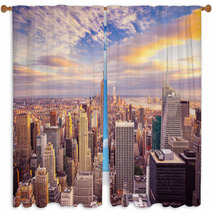 Sunset View Of New York City Looking Over Midtown Manhattan Window Curtains 66358333