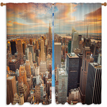 Sunset View Of New York City Looking Over Midtown Manhattan Window Curtains 66358355
