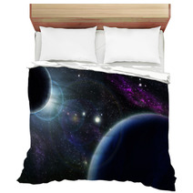 Sunset With Two Blue Planet Bedding 8411182