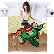 Super Hero Flying Vector Blankets 64879381