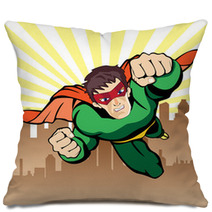 Super Hero Flying Vector Pillows 64879381