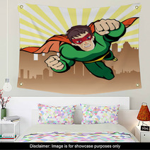 Super Hero Flying Vector Wall Art 64879381