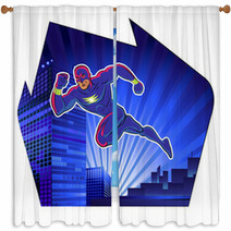 Super Hero. Vector Illustration On A Background Window Curtains 62733258