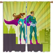 Super Heroes - Male And Female. Window Curtains 56197586