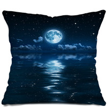 Super Moon And Clouds In The Night On Sea Pillows 56219184