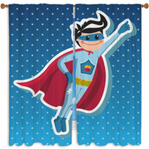 Superhero Boy Cartoon. Window Curtains 35152829