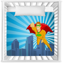 Superhero Flying Over City Nursery Decor 39609898