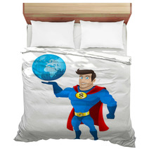 Superhero Holds Planet Earth Bedding 53235702