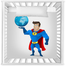 Superhero Holds Planet Earth Nursery Decor 53235702