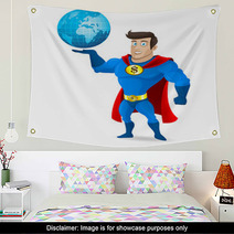 Superhero Holds Planet Earth Wall Art 53235702
