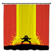 Superhero Superhuman Charging Up His Super Power Energy That Explode Up To The Sky Causing A Massive Explosion His Super Power Is Overwhelming Vector Artwork Drawn In Anime Style Bath Decor 121996075