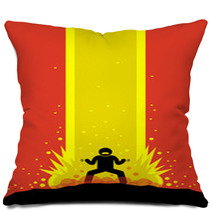 Superhero Superhuman Charging Up His Super Power Energy That Explode Up To The Sky Causing A Massive Explosion His Super Power Is Overwhelming Vector Artwork Drawn In Anime Style Pillows 121996075