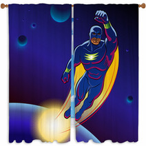 Superhero. Vector Illustration On A Background Window Curtains 64508160