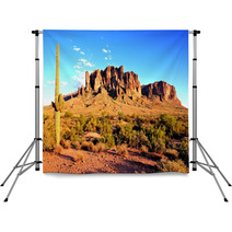 Superstition Mountains And The Arizona Desert At Dusk Backdrops 58094737