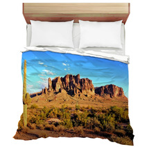 Superstition Mountains And The Arizona Desert At Dusk Bedding 58094737
