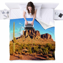 Superstition Mountains And The Arizona Desert At Dusk Blankets 58094737