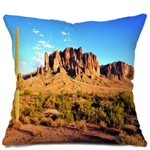 Superstition Mountains And The Arizona Desert At Dusk Pillows 58094737