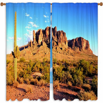 Superstition Mountains And The Arizona Desert At Dusk Window Curtains 58094737