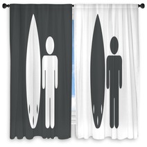 Surf Surfer Wave Board Beach Window Curtains 101727139
