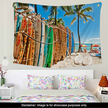 Surfboards In The Rack At Waikiki Beach - Honolulu Wall Art 61845643