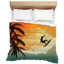 Surfer, Palms And Sea Bedding 42593704