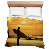 Surfer Silhouette During Sunset Bedding 63892433