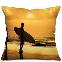 Surfer Silhouette During Sunset Pillows 63892433