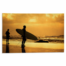 Surfer Silhouette During Sunset Rugs 63892433