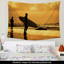 Surfer Silhouette During Sunset Wall Art 63892433