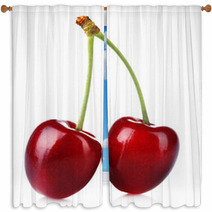 Sweet Cherry Isolated On White Window Curtains 66244720