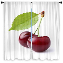 Sweet Ripe Cherry With Leaf Window Curtains 53707441
