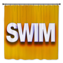 Swim Concept Colorful Word Art Bath Decor 128919943