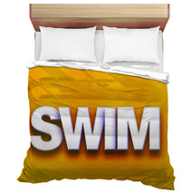 Swim Concept Colorful Word Art Bedding 128919943