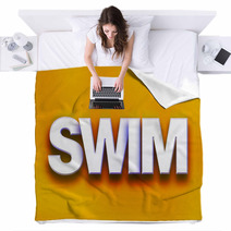 Swim Concept Colorful Word Art Blankets 128919943