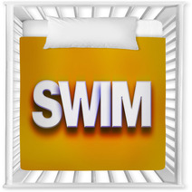 Swim Concept Colorful Word Art Nursery Decor 128919943