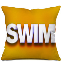 Swim Concept Colorful Word Art Pillows 128919943