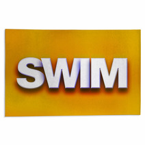 Swim Concept Colorful Word Art Rugs 128919943