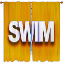 Swim Concept Colorful Word Art Window Curtains 128919943