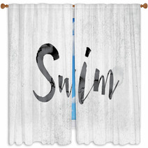 Swim Concept Painted In Ink Window Curtains 128920049