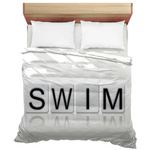 Swim Isolated Tiled Letters Concept And Theme Bedding 128919971