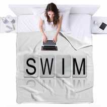 Swim Isolated Tiled Letters Concept And Theme Blankets 128919971
