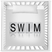 Swim Isolated Tiled Letters Concept And Theme Nursery Decor 128919971