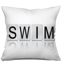 Swim Isolated Tiled Letters Concept And Theme Pillows 128919971