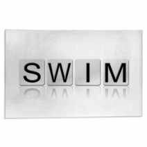 Swim Isolated Tiled Letters Concept And Theme Rugs 128919971