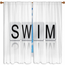 Swim Isolated Tiled Letters Concept And Theme Window Curtains 128919971