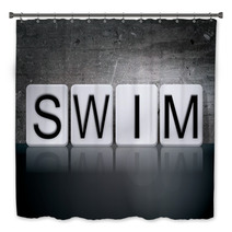 Swim Tiled Letters Concept And Theme Bath Decor 128919968