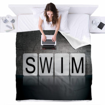 Swim Tiled Letters Concept And Theme Blankets 128919968