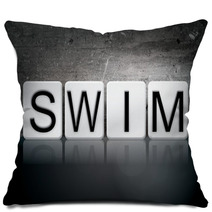 Swim Tiled Letters Concept And Theme Pillows 128919968